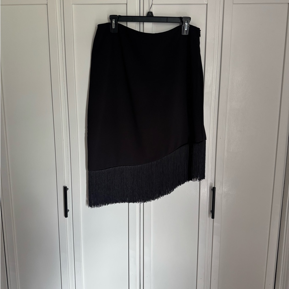 Versona Black Asymmetrical Fringe Skirt